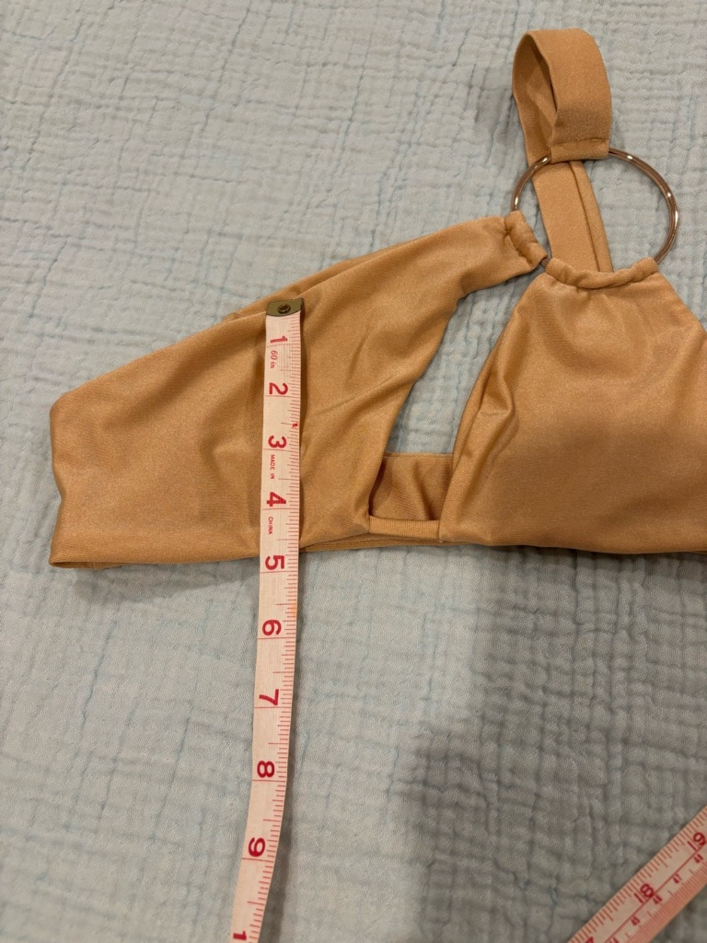 Camila Coelho Patricia Nude One-Shoulder Ring Bikini top Size Small - Picture 2 of 9